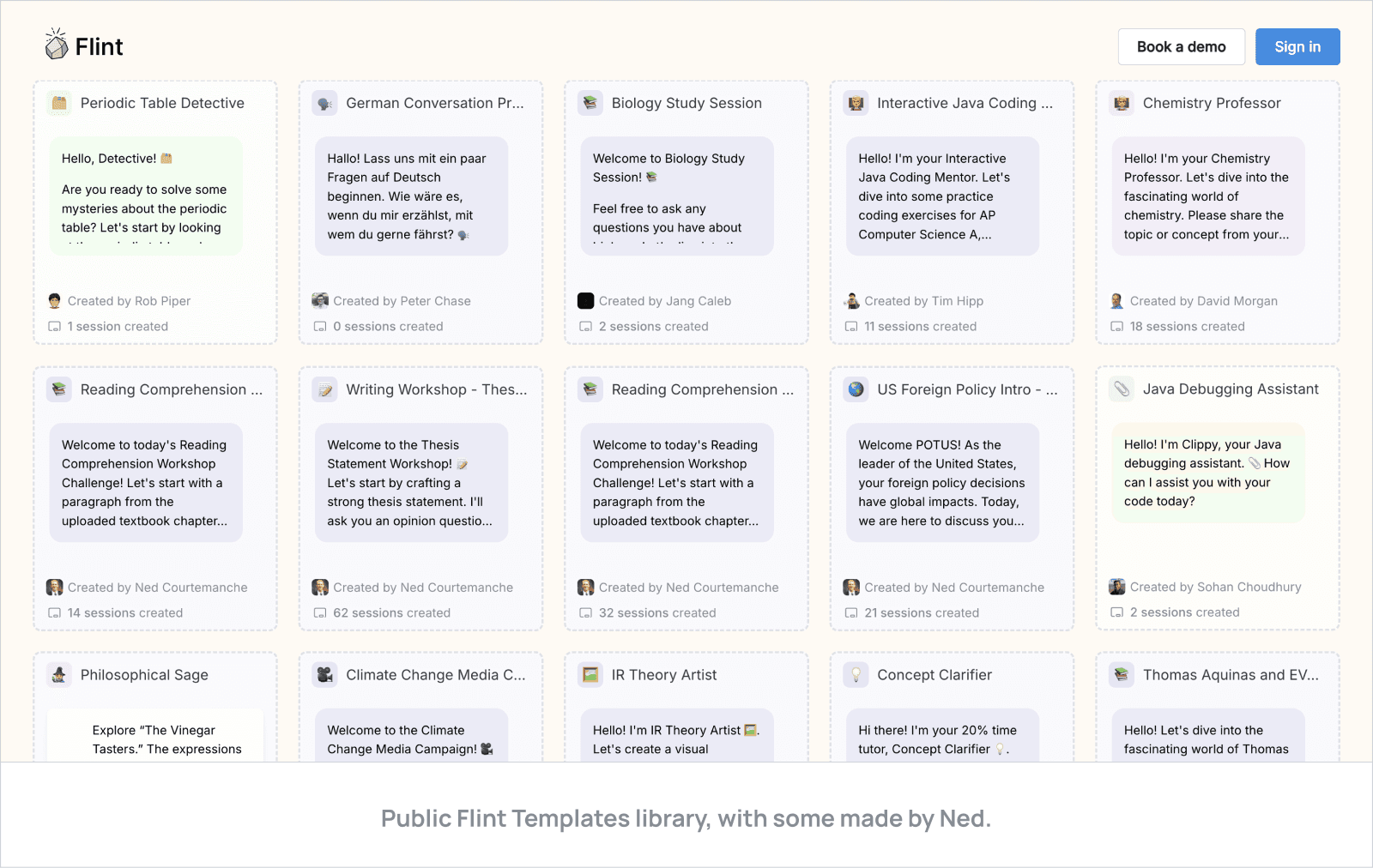 Public Flint Templates library, with some made by Ned.