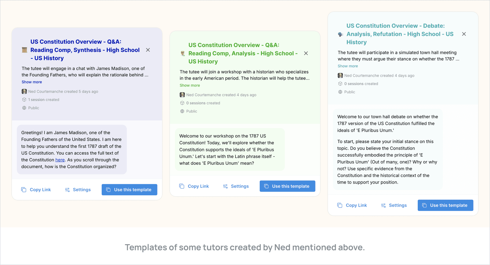 Templates of some tutors created by Ned mentioned above.