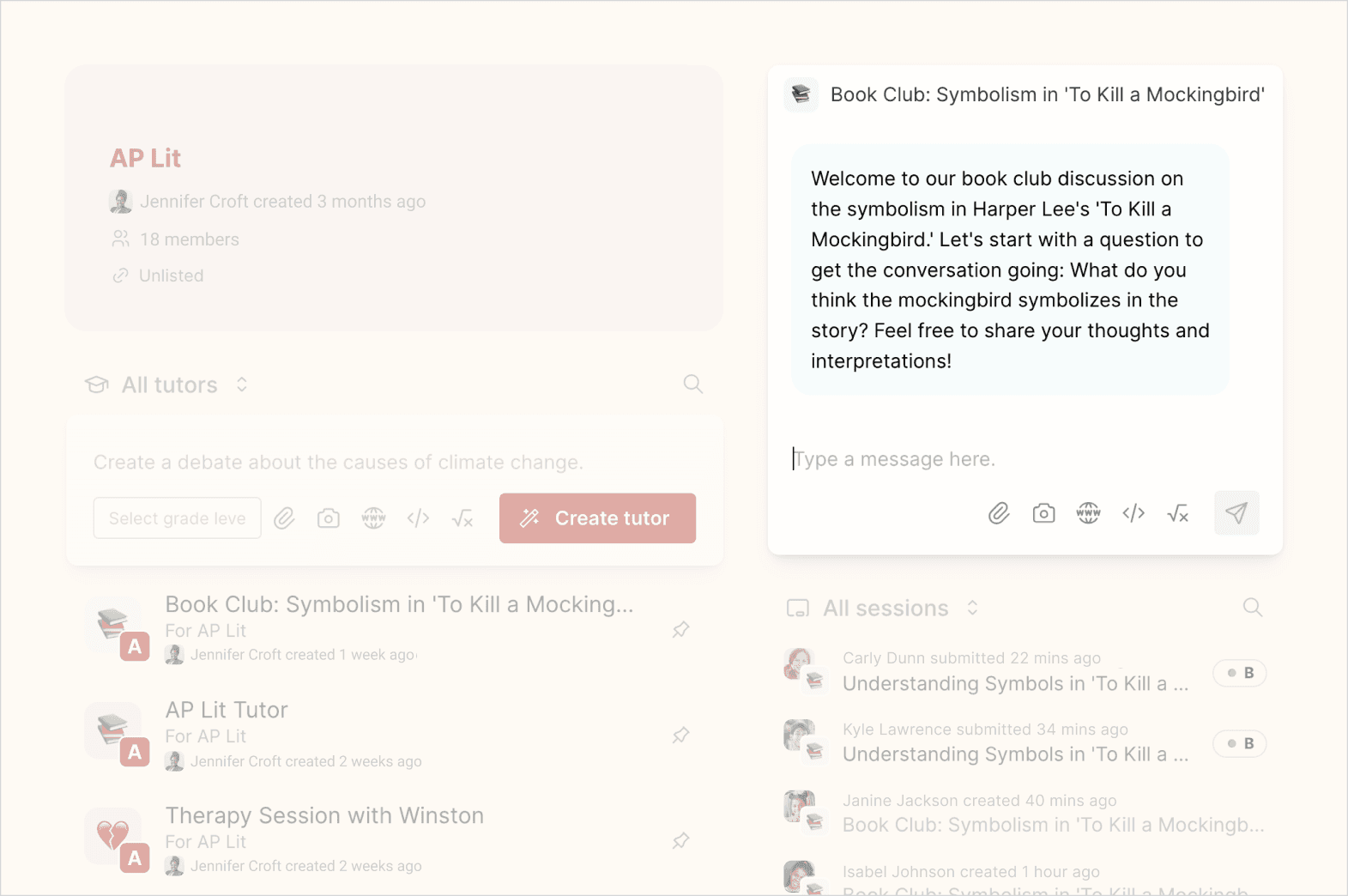 Screenshot of a group showing this tutor highlighted as the default of the group in the top right corner.