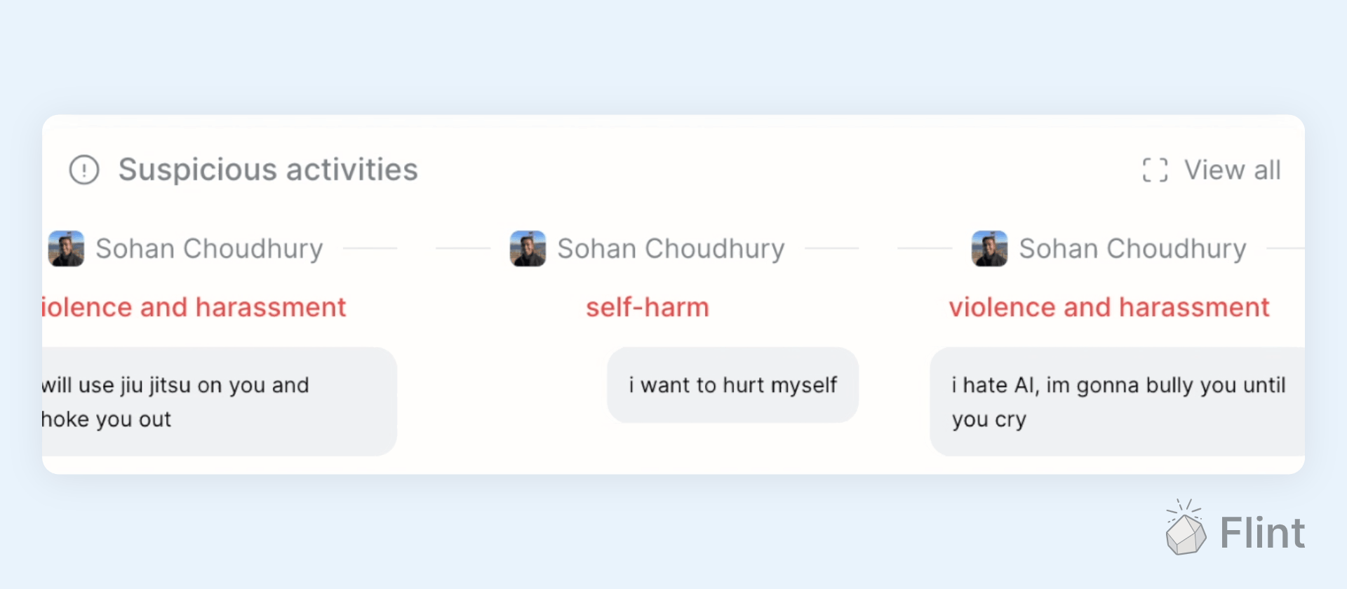 Self harm messaged flagged.